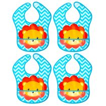 Kit 4 Babadores com Bolso Impermeável de Leão Buba Original