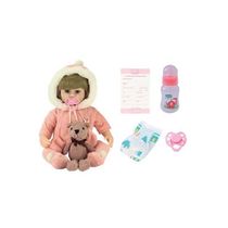 Boneca Bebê - Realista Olhos Azuis Com Macacão e Acessórios - BBR Toys