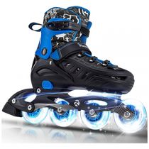 Patins Regulável e Ajustável para Crianças com Rodas Iluminadas, Tam BR 33 a 37, Kuxuan, Azul