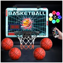 Cesta de Basquete com 4 Bolas, Placar Eletrônico, 7 Cores de Luz LED e Controle Remoto, Ideal para Crianças de 5 a 12 Anos, Eaglestone, Colorida