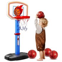 Cesta de Basquete Interno e Externa com 4 Bolas e Altura Ajustável de 76 cm a 1,06 Metros, Presente Ideal para Crianças, JOYIN, Azul e Laranja