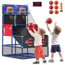 Jogo de Basquete Arcade Infantil para 2 Jogadores com 6 Bolas, Placar Eletrônico e Luz LED para Crianças de 3 a 8 Anos, M SANMERSEN, Azul