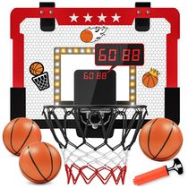 Cesta de Basquete com 4 Bolas, Luz LED, Placar Duplo Eletrônico e 2 Modos de Jogo para Crianças de 5 a 12 Anos, Kroyedfuw