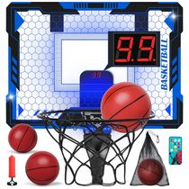 Cesta de Basquete com 4 Bolas, Placar Eletrônico, Volume Ajustável, Luzes LED de 7 Cores e Controle Remoto, Ideal para Crianças e Adultos, Maysida