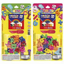 Kit Massinha De Modelar Letras + Números, Pica-Pau, Brinquedo Educativo Escolar Crianças +3 Anos