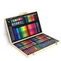 Kit de Pintura XARONF com 180 Peças e Caixa de madeira Portátil, Marrom Claro