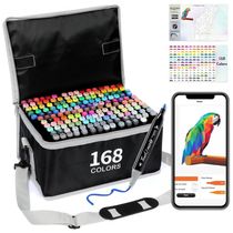 Conjunto de Canetas Artisticas 168 Cores à Base de Álcool para Artistas com Aplicativo Gratuito, Brled