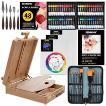 Kit de Pintura Conjunto Artístico com 69 Peças, Inclui 48 Tintas, SENMINK, Marrom