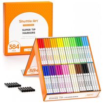 Conjunto de Canetas Artisticas 384 Unidades de Pontas Laváveis, 16 Cores Sortidas Marcadores e Tampas Bônus para Crianças e Adultos, Shuttle Art