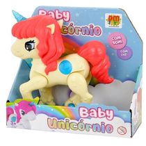 Baby Unicornio com Som e LUZ BEGE/CORAL DM TOYS DMT6692