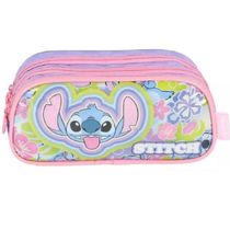 Estojo Triplo Escolar STITCH Disney Juvenil VD Luxcel