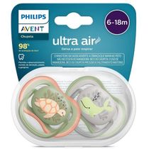 Chupeta ULTRA AIR Dupla Decorada 6-18M VERDE/CINZA Philips AVENT SCF085/60