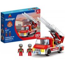 Blocos de Montar Caminhão de Emergência Bombeiros 203 Peças Xalingo