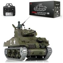 Tanque M4A3 Sherman de Controle Remoto com Trilhos de Metal, Torre Giratória Infravermelha para Adultos, Wheelfun