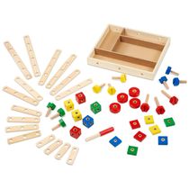 Kit de Construção em Madeira com 48 Peças e Caixa de Armazenamento para Crianças Acima de 3 Anos, Melissa & Doug