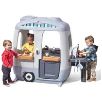 Cozinha Compacta Interativa Externa e Interna, Inclui 52 Acessórios para Crianças de 2 Anos ou Mais, Step2, Cinza