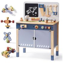 Kit Educativo de Madeira ROBUD para Crianças com Ferramentas de Brinquedo e Armazenamento, Ideal para desenvolvimento.