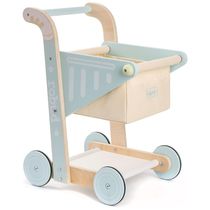 Carrinho de Compras Educativo de Madeira ROBUD para Bebês, Meninos e Meninas, Brinquedo de Aprendizado para Caminhantes Iniciantes de 10 meses a 1 ano