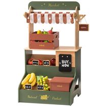 Mercado Educativo de Brinquedo ROBUD com Luzes, Supermercado para Crianças, Feira Interativa de Madeira, Presente para Meninos e Meninas