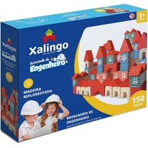 Brincando de Engenheiro N5 Xalingo Blocos de Montar 150 peças em Madeira