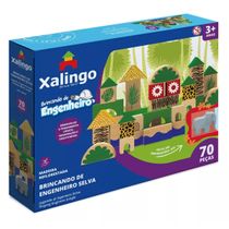 Brincando de Engenheiro na Selva Blocos de Montar 70 peças em Madeira Xalingo