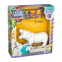 Boneco de Pintar Safari Hipopótamo Com Tintas e Pincel Adijomar
