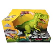 Dinossauro Tiranossauro Attack Com Luz e Som Verde Adijomar