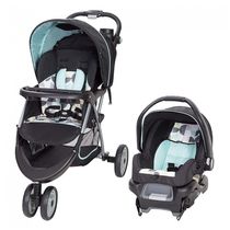 Carrinho de Bebê com Cadeira para Carro Baby Trend EZ Ride com Posição de Reclinação Ajustáveis, Preto