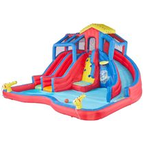 Parque Aquático Inflável até 170 kg com 3 Toboáguas, 2 Canhões de Água e 1 Cesta de Basquete para Crianças Acima de 5 Anos, Banzai, Colorido