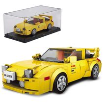 Kit de Construção Carro Initial D RX-7 Mazda com 329 Peças e Vitrine de Acrílico para Crianças Acima de 8 Anos, Mold King, Amarelo