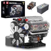 Kit de Construção Motor de cilindro V8 com 535 Peças para Crianças Acima de 8 Anos, Mold King, Cinza