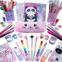 Kit Papelaria Criativa Fofa com Caderno E Estojo De Pelúcia