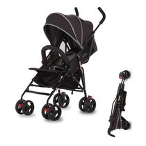 Carrinho de Bebê Dream On Me Vista Moonwalk em Preto - Leve e Compacto, Assento Acolchoado Multi-Posições, Capota com Proteção Solar e Cesto Amplo