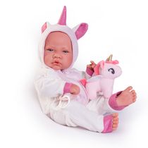 Bebe Reborn BONECA ANTONIO JUAN Menina Pijama Unicórnio Corpo 100% Vinil F1770