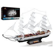 Kit de Construção Navio Cisne Branco com 1672 Peças, JMBricklayer, Branco