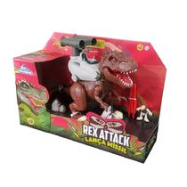 Dinossauro Rex Attack Lança Míssil Com Luz e Som Marrom Adijomar