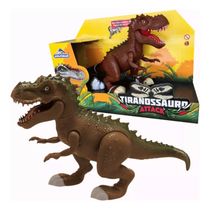 Dinossauro Tiranossauro Attack Com Luz e Som Marrom Adijomar