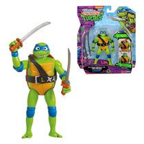 Boneco Colecionável Leonardo Tartarugas Ninja com Cabeça Retrátil, Articulado e com Acessórios – 11cm de Altura, Produto Licenciado