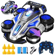 Carrinho de Controle Remoto 114 para Meninos - Carro de Acrobacias 360º 4WD com Luzes, Música e Função de Rolo para Presente - Azul,WJWMIRC