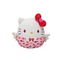 Bicho de Pelúcia Squishmallows Original Sanrio Hello Kitty com Corações e Asas Brilhantes – 22cm, Super Macia, Ideal para Presentear