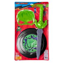 BRINQUEDO MASCARA C/ ESCUDO E ESPADA VERDE E PRETO HULK 0331