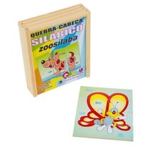 Quebra-Cabeça Silábico Zoosílaba em Madeira com 18 Peças
