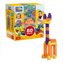 Blocos de Montar 80 Peças Educativo Criativo Infantil – Dismat