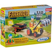 Blocos de Montar Fazenda Reboque de Madeira 110 peças Xalingo