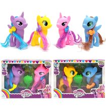 Kit 4 em 1 Minha Pequena Pônei Fashion Vinil Poney e Unicórnio com Crina e Rabinho
