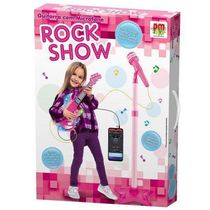 GUITARRA COM MICROFONE C PEDESTAL ROSA  - DM BRASIL