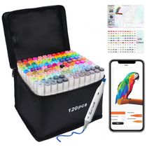 Conjunto de Canetas Artisticas 120 Cores à Base de Álcool para Artistas com Aplicativo Gratuito, Brled