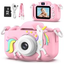 Câmera infantil Goopow ideal para crianças de 3 a 8 anos, com vídeo HD 1080p, 12 MP, zoom digital 8x, 28 molduras divertidas, 3 jogos.