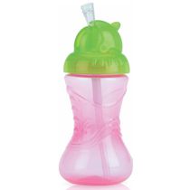 Copo Com Canudo Flip-it 300ml +12m Rosa/Verde Nuby
