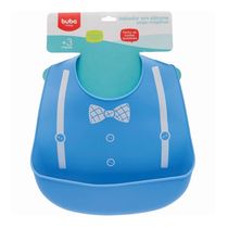 Babador Silicone Pega Migalhas Azul +3 Meses Buba
